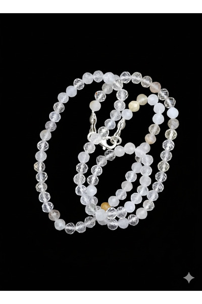 4mm fasetli kesim dizi doğal kristal kuvars kolye