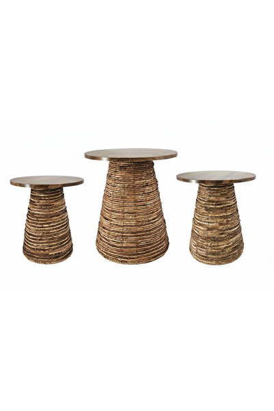 Ch 3-piece Bohemian pyramid design straw table set