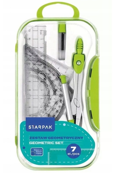 Other Zestaw geometryczny 7-elementowy Linijka, ekierki, kątomierz, cyrkiel