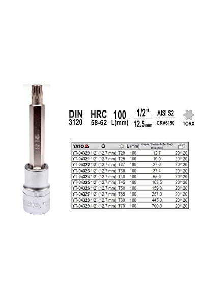 yato Cheie Torx 1/2" T40x100mm