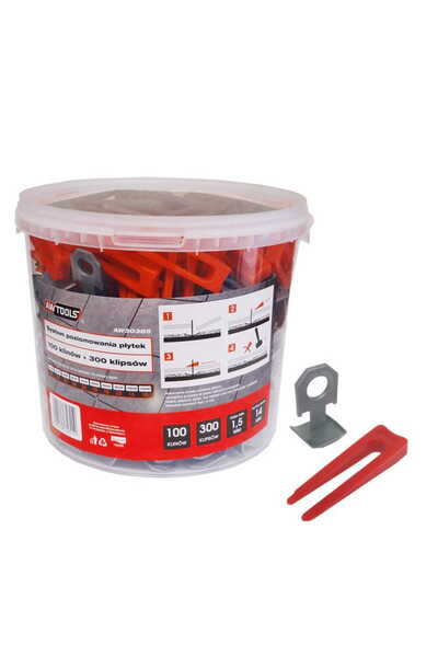 AwTools SISTEM DE NIVELARE PLATĂ STANDARD 1,5 mm - 7-15 mm - CLIP 300 buc + P...