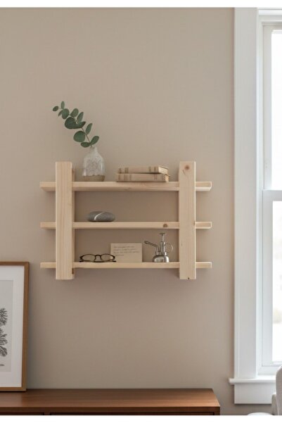 ARÇAMU DİZAYN Dekoratif Modern Ahşap Raf (Çiçek Hediyeli)