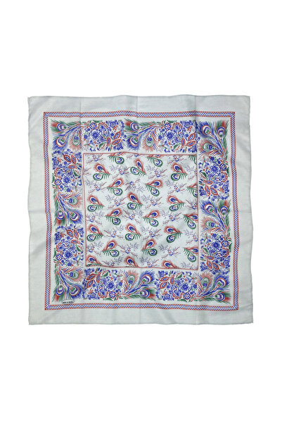 Sultan İpek Desenli Pamuklu Fular 75x75cm