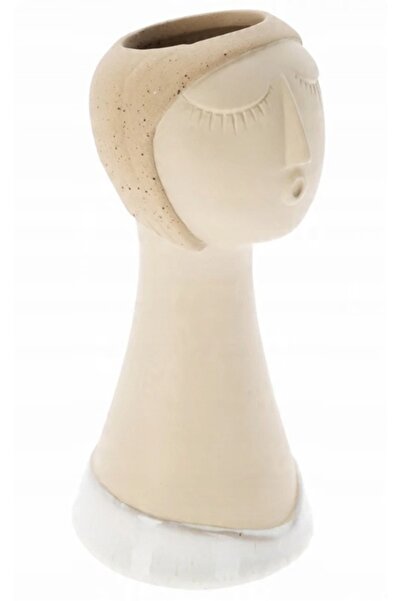 Other Wazon dekoracyjny z porcelany w kształcie twarzy kobiety 22x9,5x9,5cm