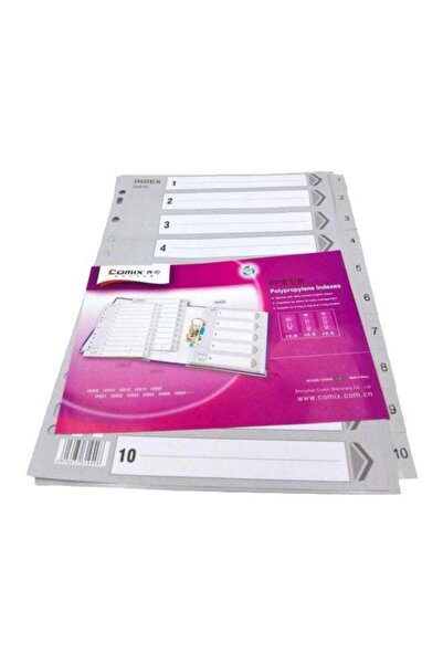 Comix A4 10 Tab Index Paper Divider Grey/White