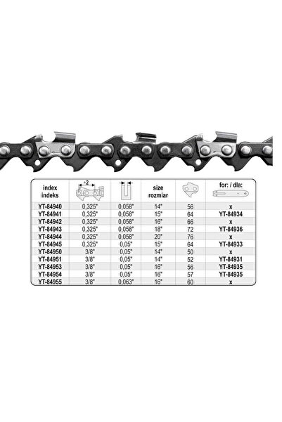 yato LANȚ DE FIERĂSTRĂU 45cm/72/325"/1.5