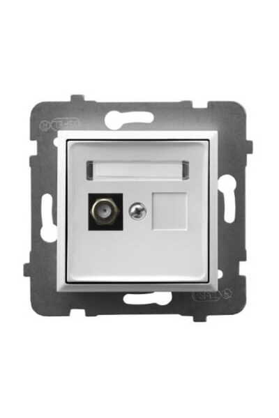 OSPEL Mufă de antenă simplă Aria tip F, albă, fără ramă