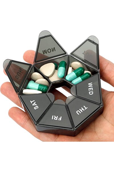 Arabest Weekly Pill Organizer, Pocket Portable Travel Pill Box with 7 Compartments