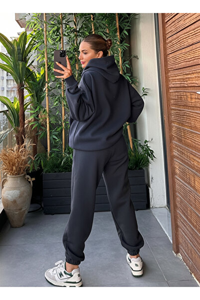 CMZ COLLECTİON Women's 3 Thread Premium Tracksuit Set O Oversized K Hooded – ...