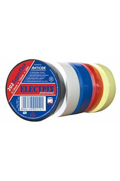 shumee Bandă izolatoare electrică din PVC 0,19 mm x 19 mm x 20 m, culoare cur...