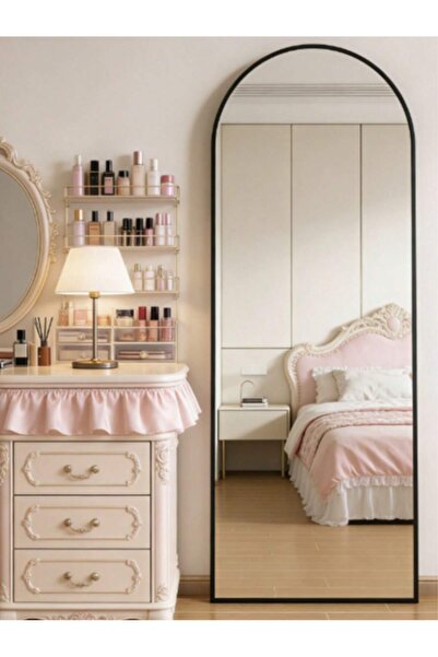 Mtanvxay Sleek Arched Bathroom Makeup Mirror Black Aluminum Frame Wall Mounted Full Body Mirror