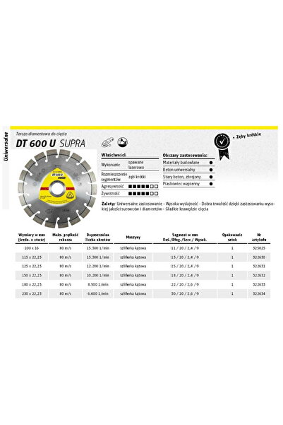 shumee Disc diamantat segmentat KLINGSPOR 125 mm x 2,4 mm x 22,2 mm SUPRA DT6...