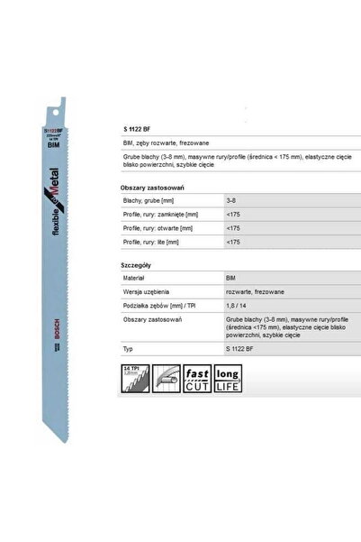 Other LAMĂ DE FIERĂSTRĂU BOSCH PENTRU FIERĂSTRĂU SABIE S 1122 BF