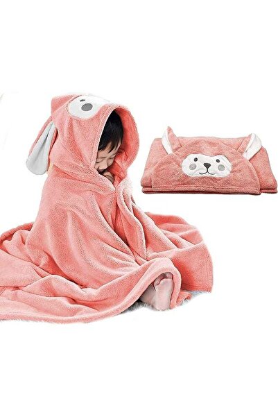 Saharaz منشفة استحمام للأطفال بغطاء رأس ، فائقة النعومة، عالية الامتصاص، روب استحمام للأطفال، 28 بوصة × 55 بوصة (وردي)