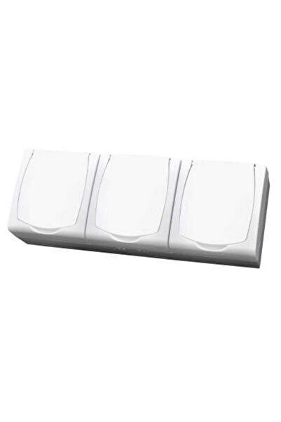 OSPEL Priză triplă Madera albă, cu împământare, 3x2P+Z, clapă albă IP44