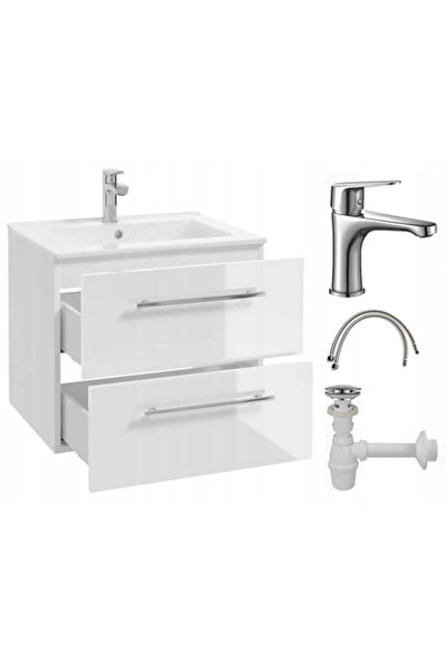 Other Bathroom cabinet with washbasin 60x50, wall-hung, white Pinia, with elongated chrome tap