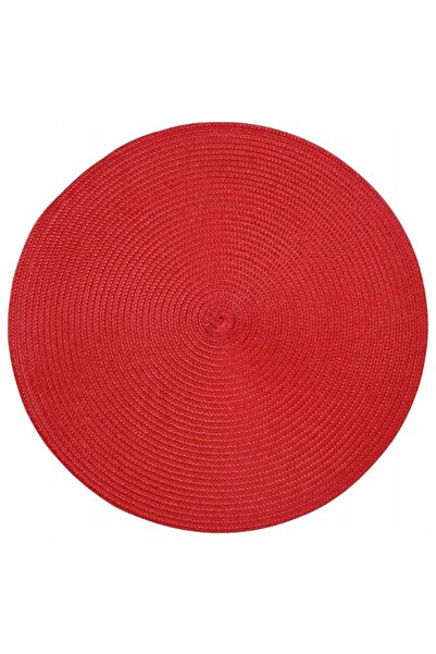 Other Okrągła słomkowa podkładka na stół 38cm Czerwona, dekoracyjna