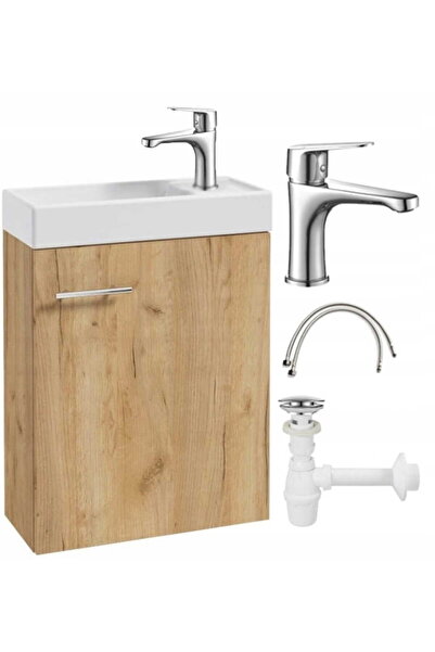 Other Dulap de baie cu lavoar suspendat din stejar artizanal de 50x70 cm și b...