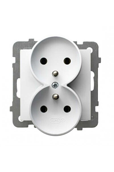 OSPEL Priză dublă albă cu împământare 2x2P+Z fără ramă