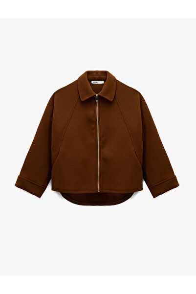 Koton Long Sleeve Zippered Oversized Cashmere Jacket