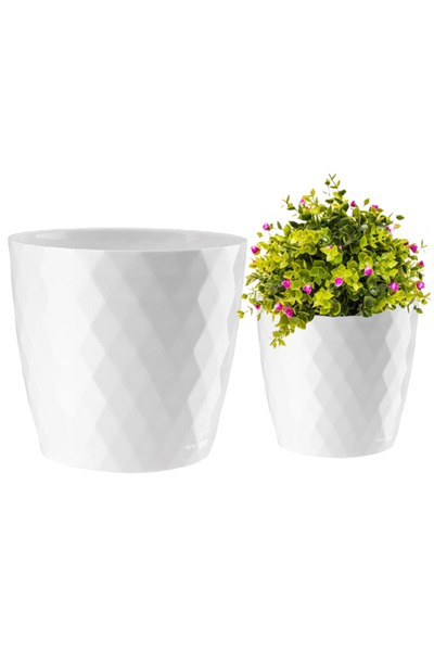 Other Round white plastic flowerpot 20 cm Cristal