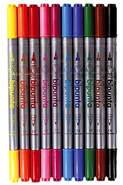 Other Flamastry dwustronne 10 kolorów cienka i gruba końcówka żywe kolory