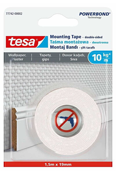 shumee Bandă dublu adezivă TESA POWERBOND 5m x 19mm pentru tapet și tencuială