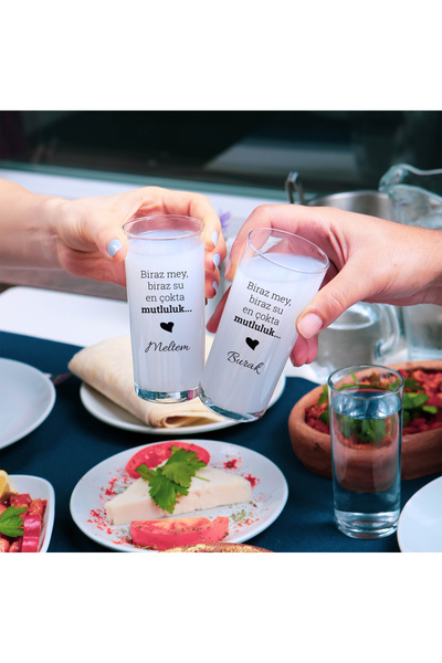 hediyekralı Kişiye Özel Tasarım Cam Rakı Bardağı – İsim Baskılı