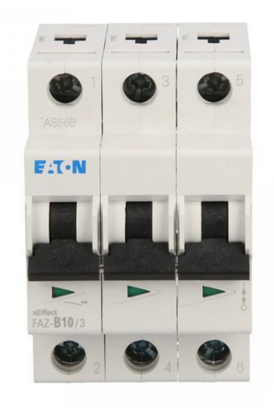 Eaton Întrerupător automat 3P B 10A 15kA AC FAZ B10/3 278843