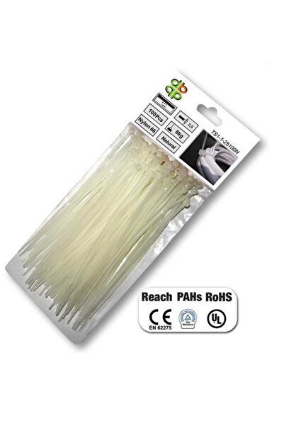 Bradas WHITE PLASTIC BAND 2.5 x 200mm 100pcs.