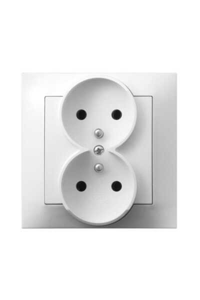 OSPEL Priză dublă Impresja albă cu împământare 2x2P+Z cu ramă