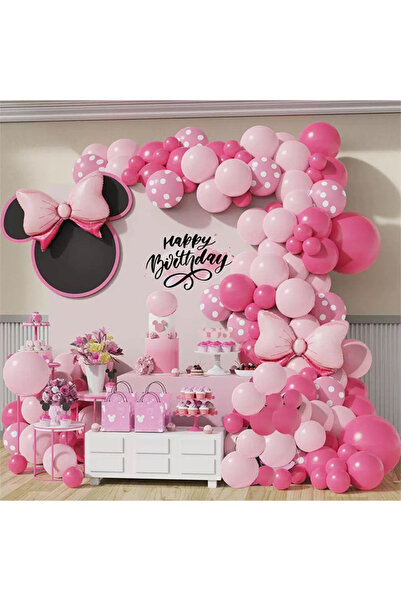 Generic 107Pcs Pink Balloon Garland Ball Bow Magenta Pink Latex Helium Balloo...
