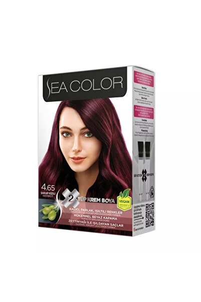 seacolor مجموعة صبغة شعر دائمة من سي كلر، لون شعر بزيت الزيتون - 4.65 لون أحم...