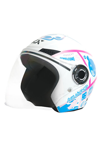 GP KOMPOZİT GP GX MKS005-PWBB Şeffaf Vizörlü Motosiklet Yarım Kask