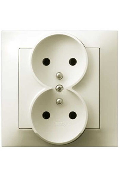 OSPEL Impresja ecru p/t double socket with grounding 2x2P+Z with frame