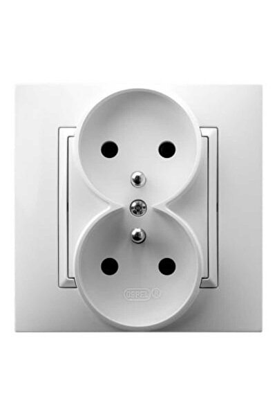 OSPEL Aria white p/t double socket with grounding 2x2P+Z with frame