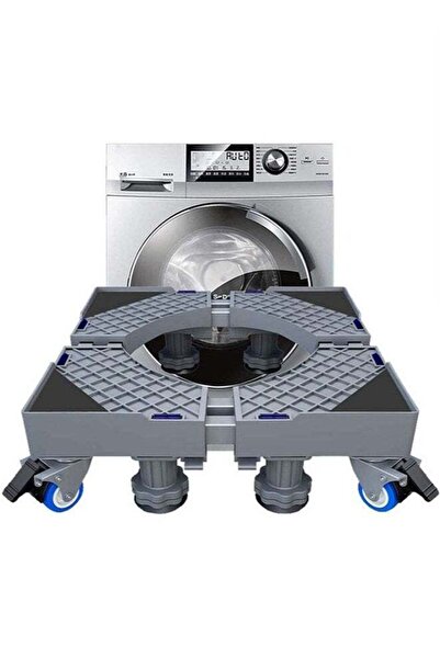 Bukela قاعدة غسالة متعددة الوظائف ذات حوضين، حامل ثلاجة بعجلات متحركة، Gr