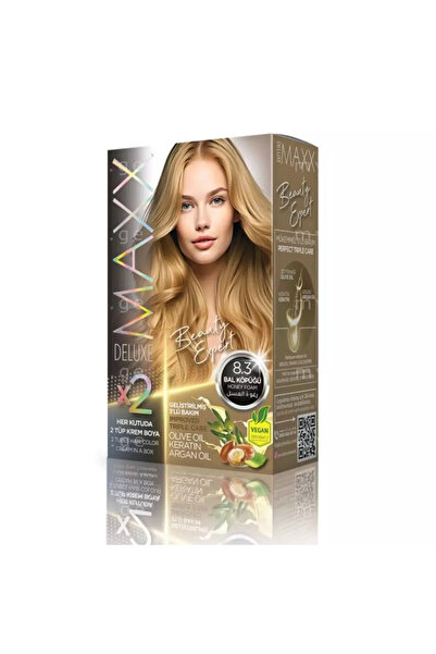 Maxx صبغة شعر دائمة فاخرة مع الكيراتين بزيت الزيتون وزيت الأرغان - رغوة العسل 8.3