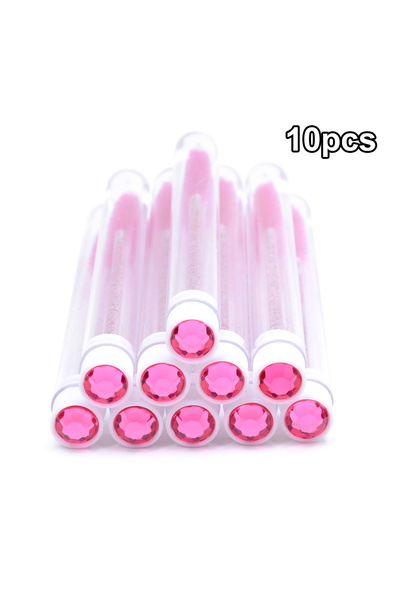Choice4 10pcs hot pink 10pcs Diamond Eyelash Brushes Spoolies Reusable Lash Mascara Wands In Tubes Eye Brow