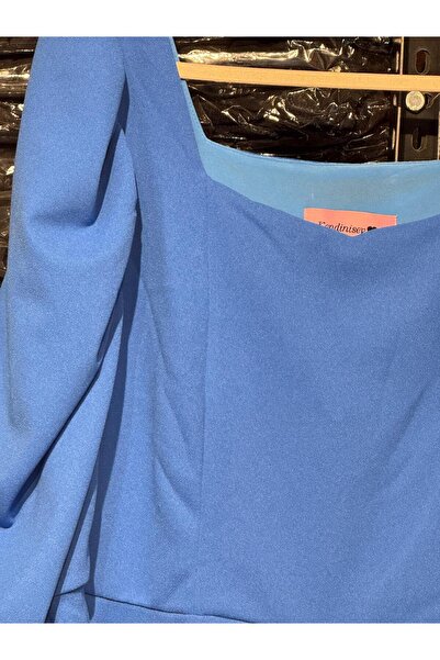 Kendinisevbutik Φόρεμα με μανίκια μπαλόνι και λαιμόκοψη καρδιά, μπλε, μεγάλο ...