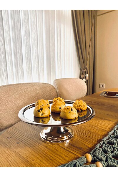 Paşabahçe Gümüş ayaklı kek kurabiye sunumluk tabağı 2 adet