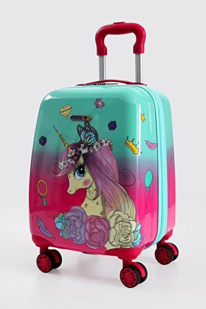 ÇÇS Kız Çocuk Pembe Unicorn Küçük Boy Çocuk Valizi