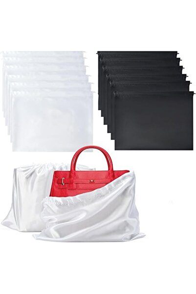 Arabest عبوة من 12 كيسًا للغبار لحقائب اليد، حقيبة تخزين للسفر، حقيبة من قماش الحرير برباط، مساحة تخزين كبيرة