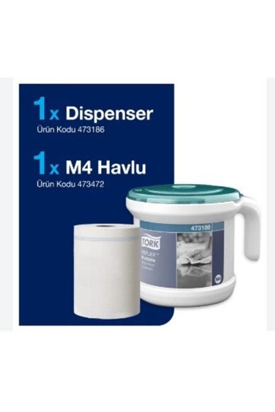 TORK 473186 Reflex İçten Çekmeli Havlu Başlangıç Paketi 1 Dispanser +1 Rulo 3...