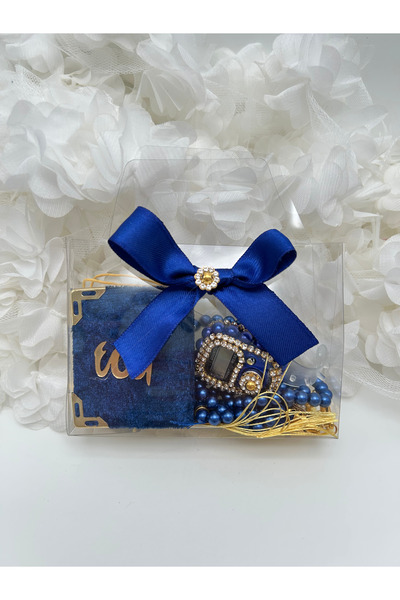 LenaToptan 1 Adet Çanta Görünümlü Kutu İçinde Mini Kuran, İnci Tesbih ve Taşl...