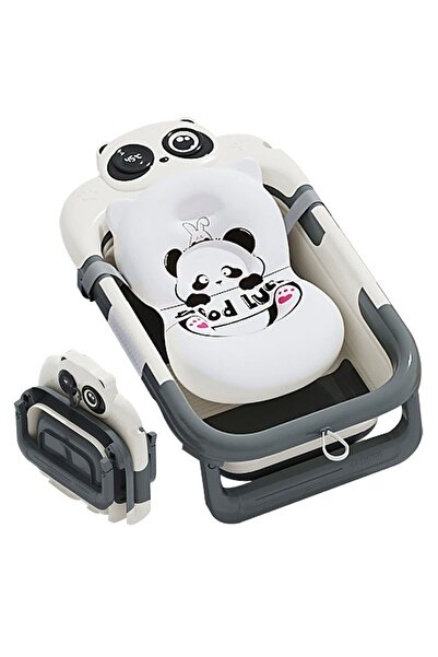 Little Mom Panda Splash Black baby bathtub set, innovative ultra-foldable des...