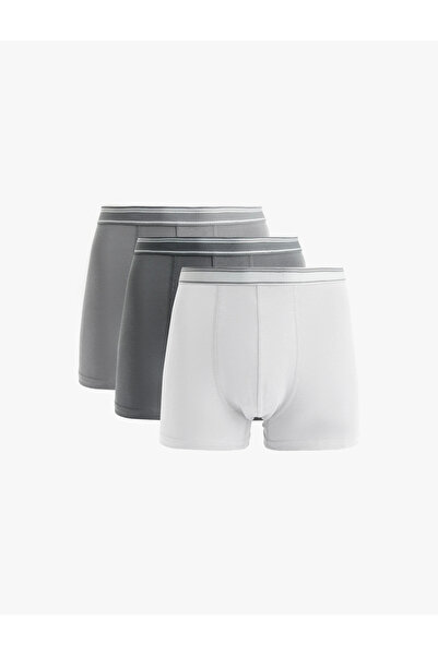 Koton Cotton Basic Striped Rubber Detailed 3-Piece Boxer Set