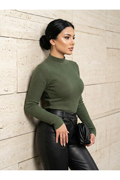 Miyalon Women's Khaki Color Corded Fabric Flexible Soft Half Fisherman High N...