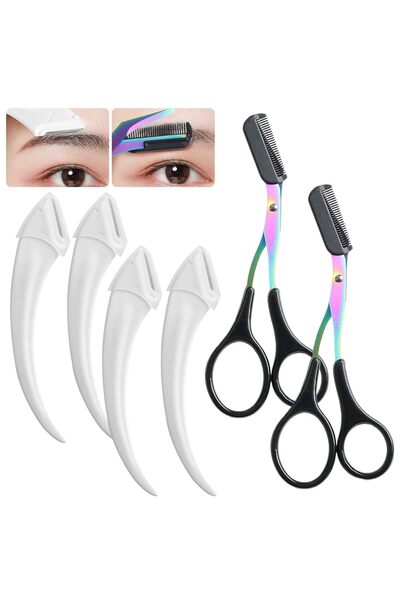 Arabest مقص تشذيب الحواجب مع مشط، طقم تشكيل الحواجب وحلاقة اللحية، إكسسوارات تجميل للنساء والرجال