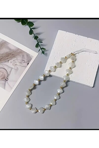 EMKSHOP İnci Kabuk Boncuklu Telefon Askısı Anahtarlık